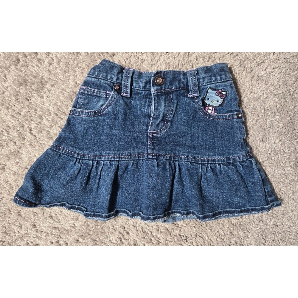 Hello Kitty Sanrio Toddler Denim Skirt Shorts Blue Pink Girls size 3T
